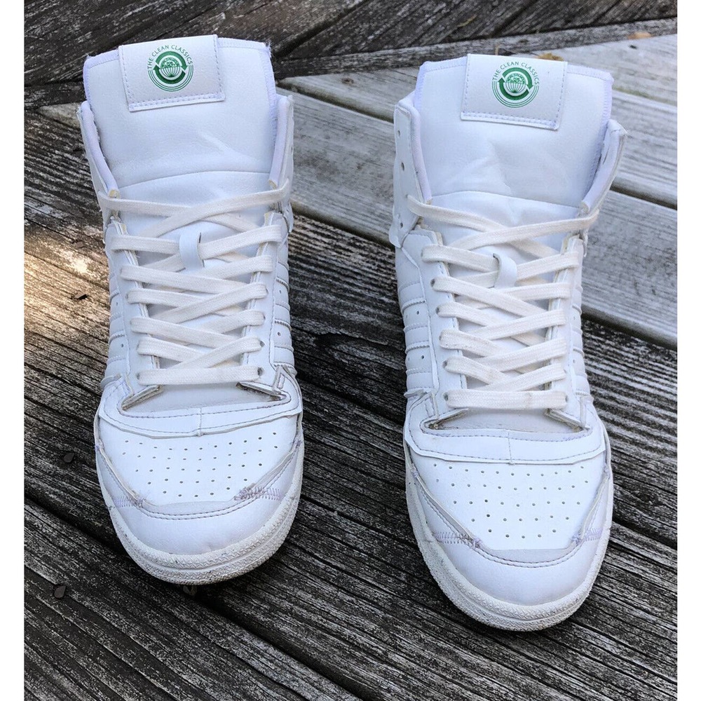 Adidas FW4145 Mens Top Ten The Clean Classics All White Basketball Shoes Sz 9.5